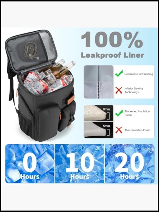 Insulated Cooler Backpack Leakproof Large Capacity Travel Camping Beach